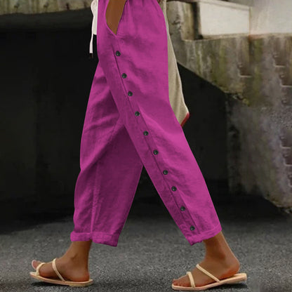 Casual Patchwork Button Pants