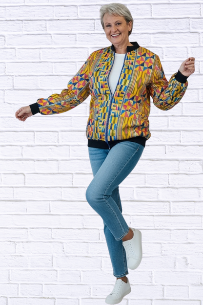 Maddy Traditional Bomber Printed Ethnic Jacket - Bold Prints | Diva USA