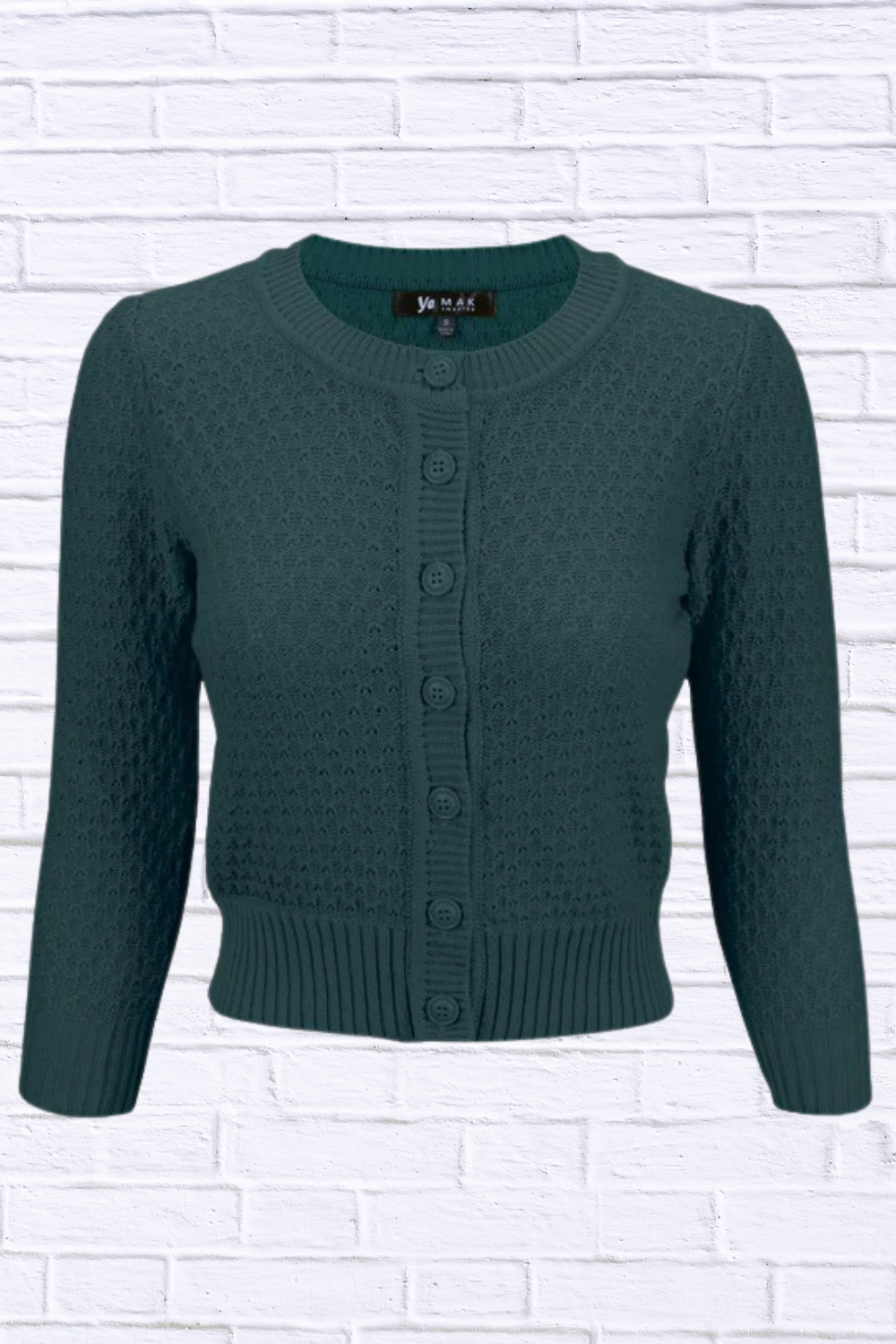 3/4 Sleeve Cute Pattern Cropped Cardigan Sweater