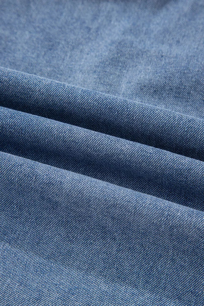 Denim Pleated Patchwork Sleeveless Top