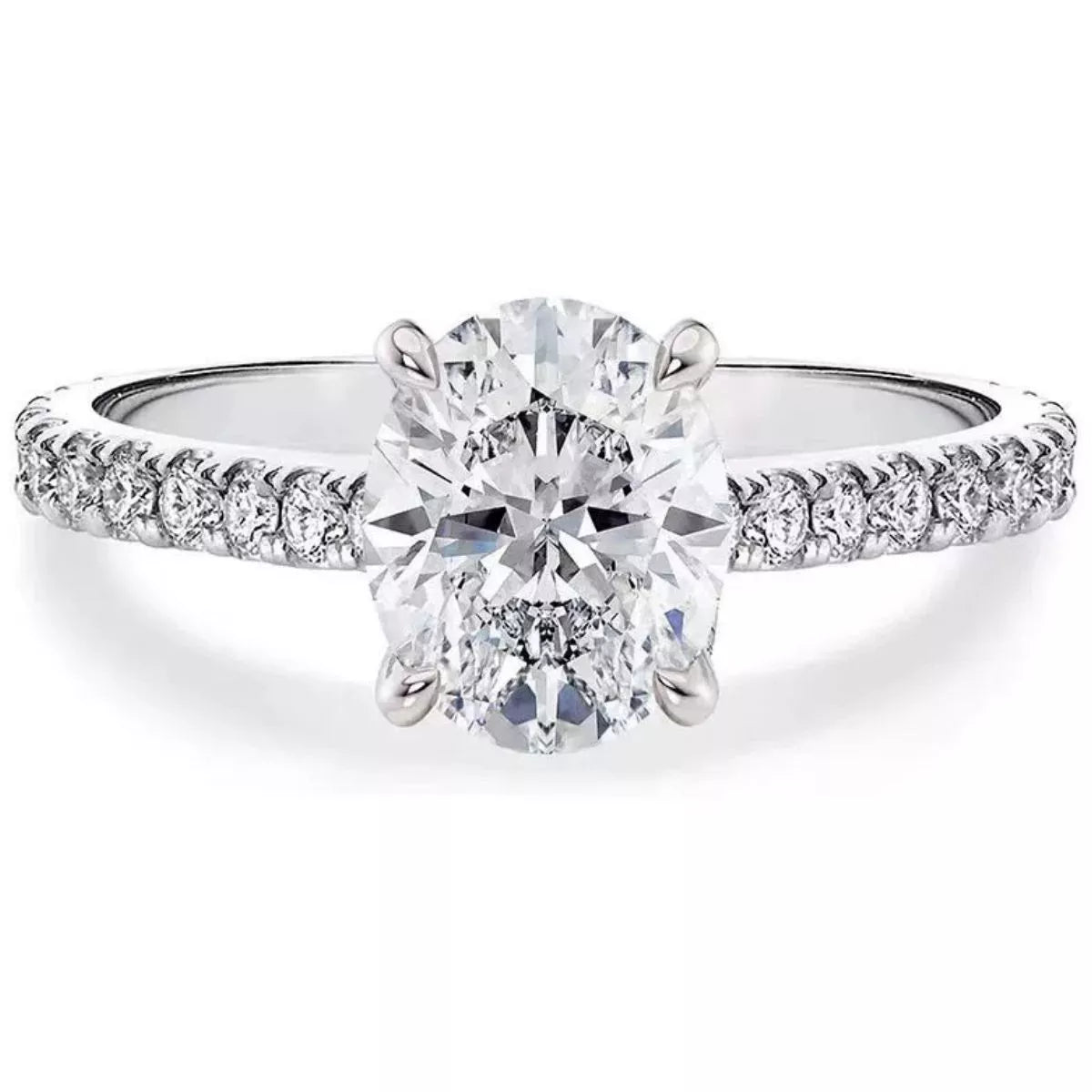 3 Karat 925 Sterling Silber Moissanit Oval Ring