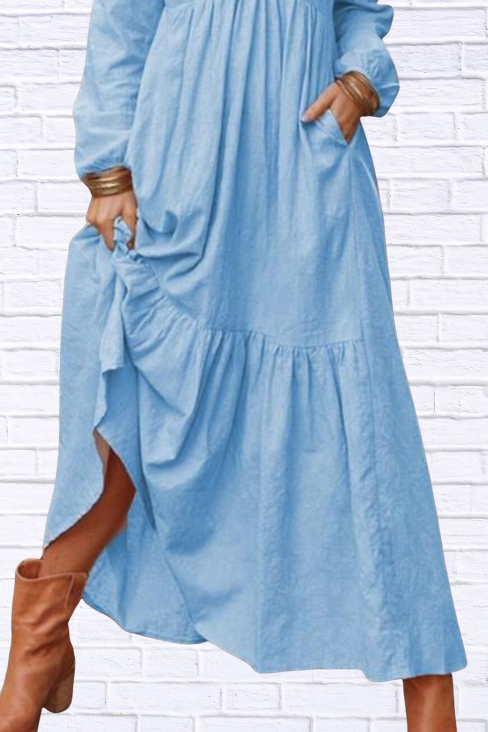 Plus Size V-Neck Tiered Maxi Dress | Flowy & Chic