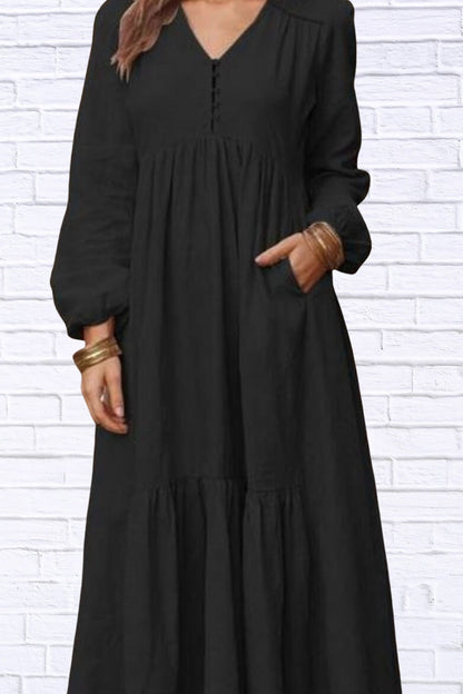 Plus Size V-Neck Tiered Maxi Dress | Flowy & Chic