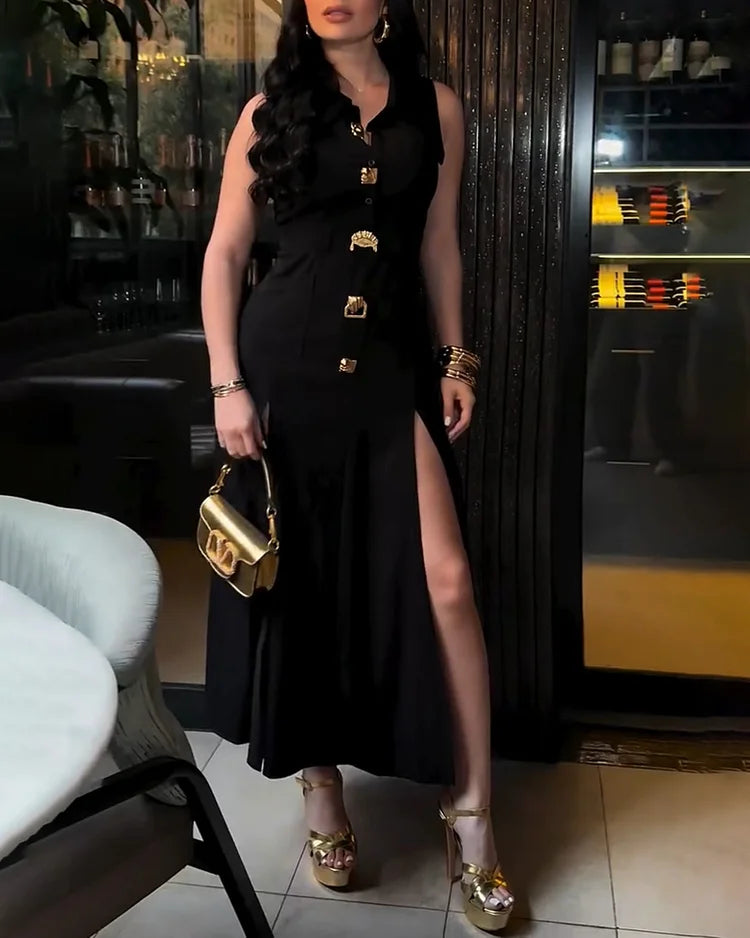 Slit Skirt Midi Dress