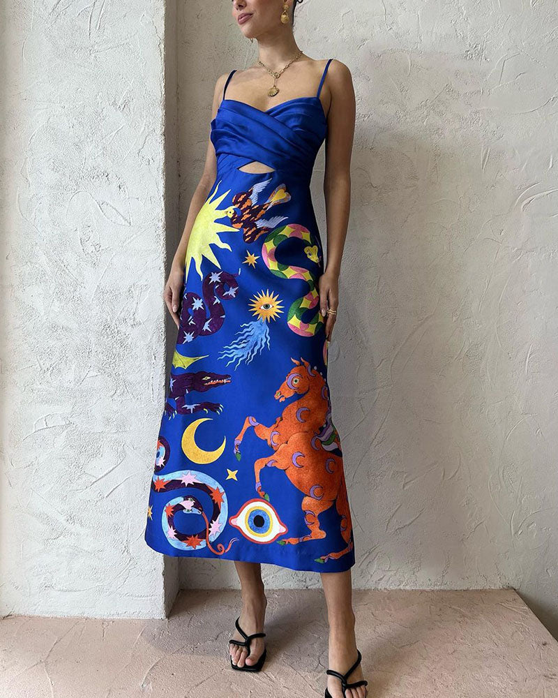 Vibrant Art Animal Print Slip Dress