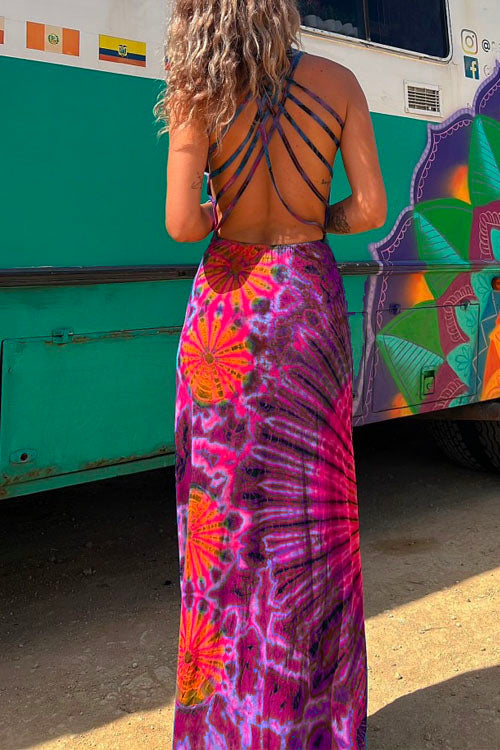 Rosiedress Strappy Backless Tie Dye Maxi Dress