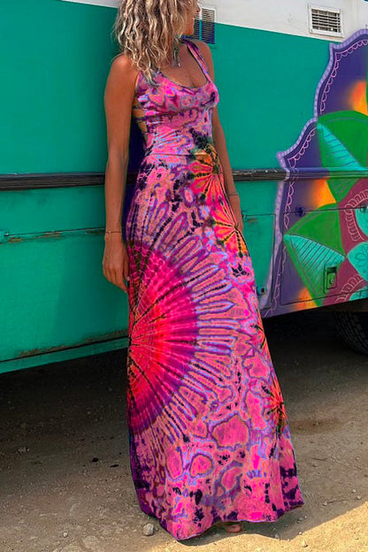 Rosiedress Strappy Backless Tie Dye Maxi Dress