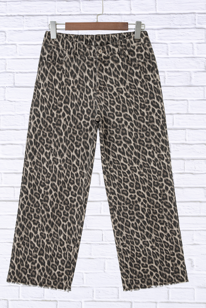 Leopard Straight Loose Leg Jeans
