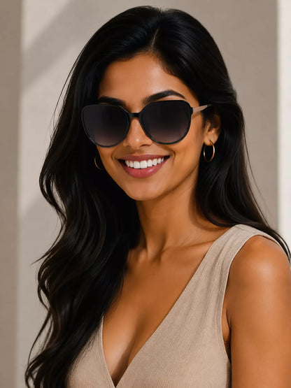 Chic Round Sunglasses with Metal Accents