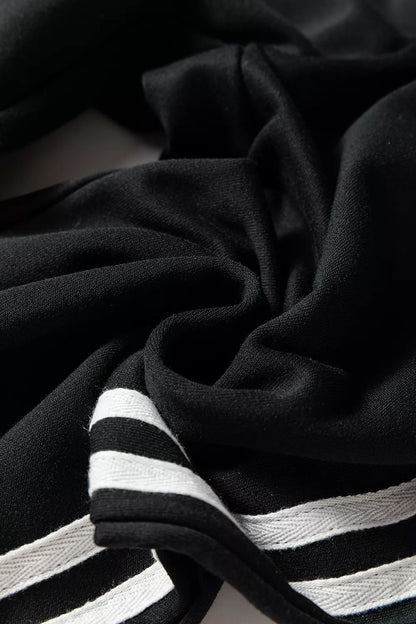 Striped Detail Crewneck Pullover Elastic Sweatpants 2pcs Outfit