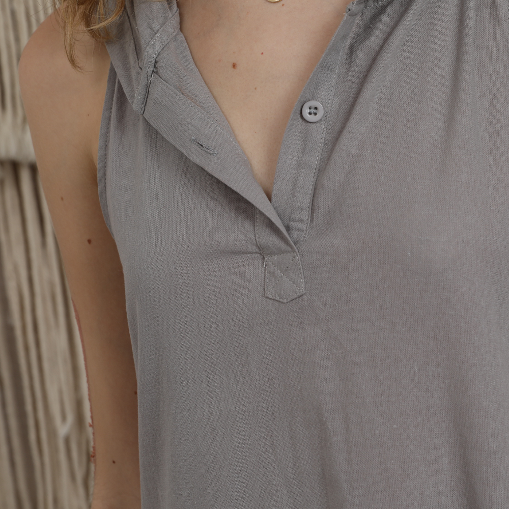 Linen Hoodie Sleeveless Kaftan Dress