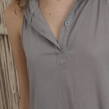 Linen Hoodie Sleeveless Kaftan Dress