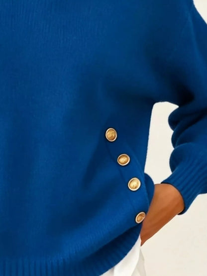 Chic Collared Decor-Button Sweater