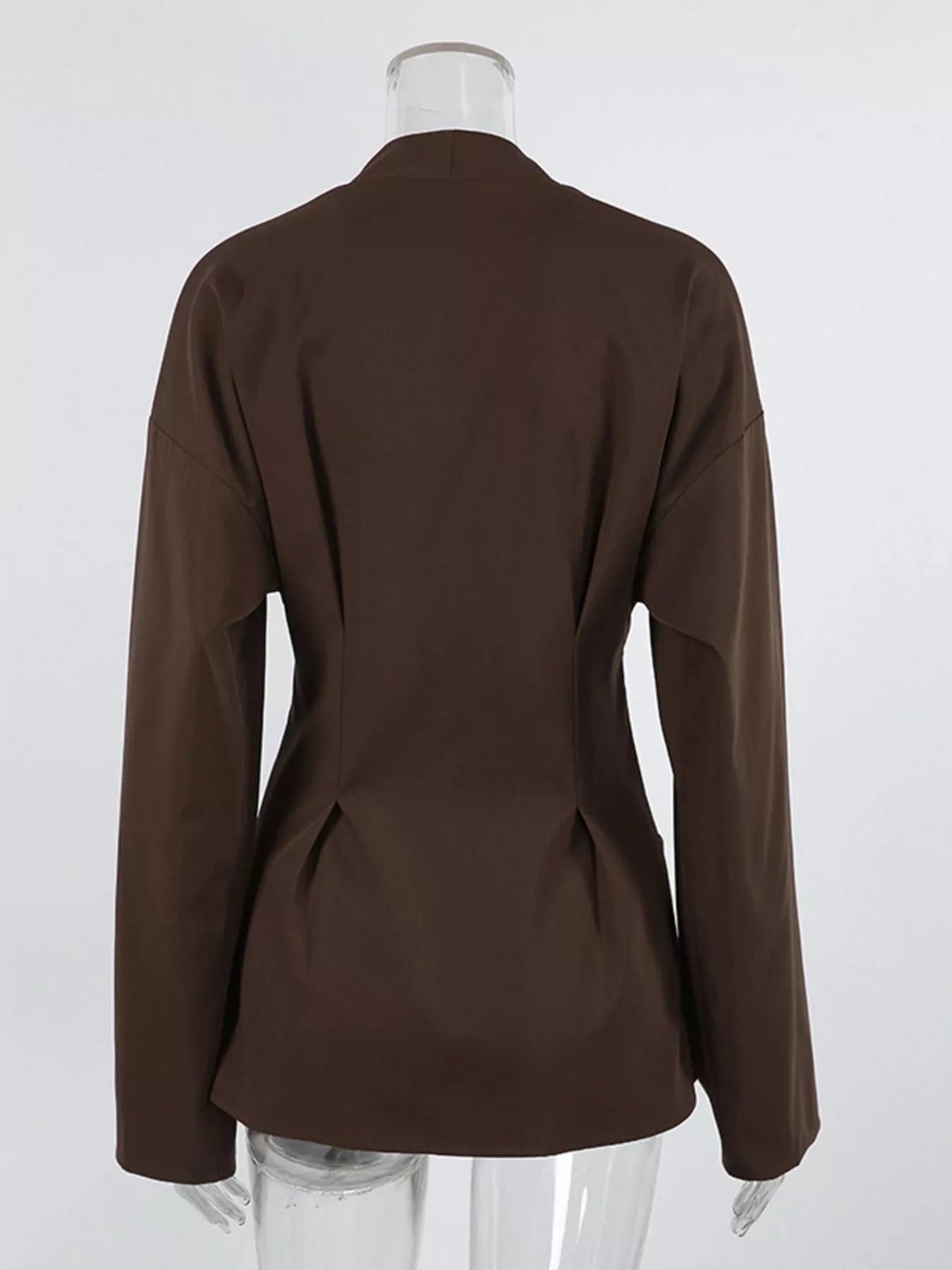 Pleated Waist Blouse with Button Detail