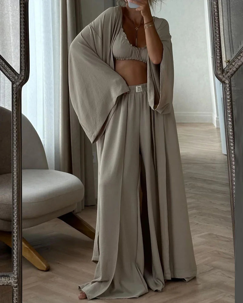 Ensemble deux pièces veste cardigan décontractée et pantalon 