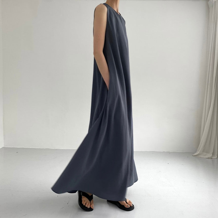 Simple Solid Color Sleeveless Maxi Dress