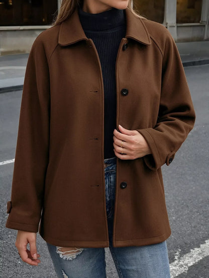 Single-Breasted Raglan Sleeve Outerwear