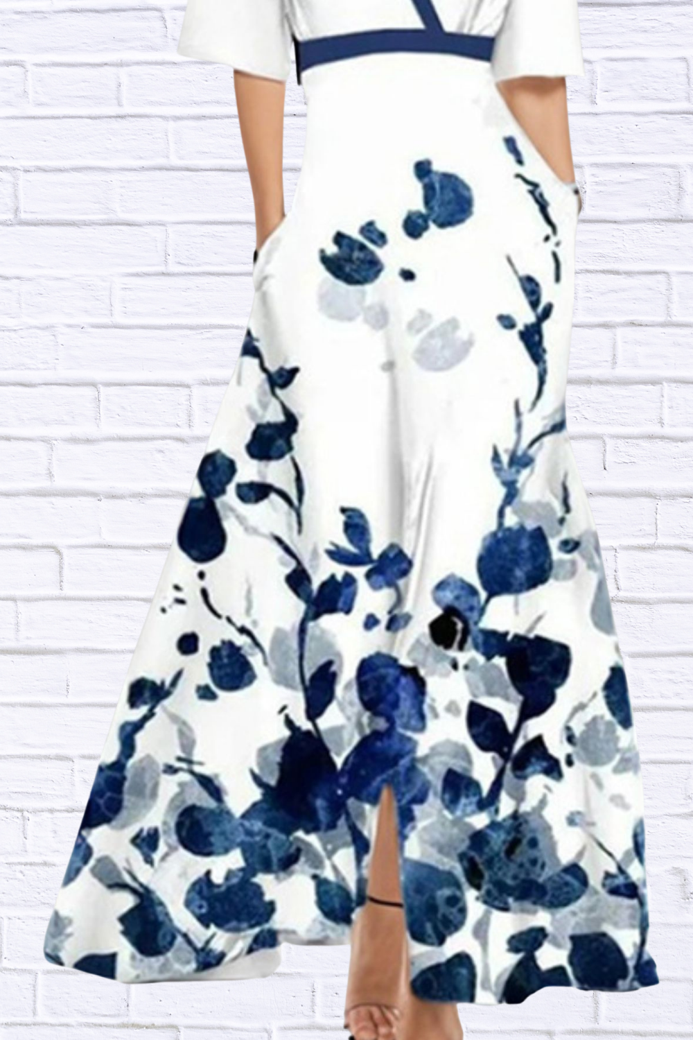 Floral Print Half Sleeve Maxi Dress