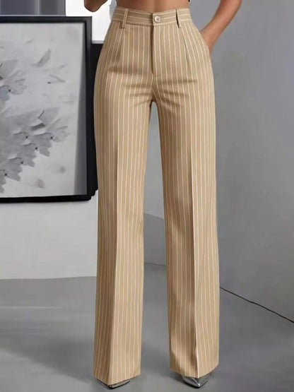 High-Waisted Striped Wide-Leg Pants for Women