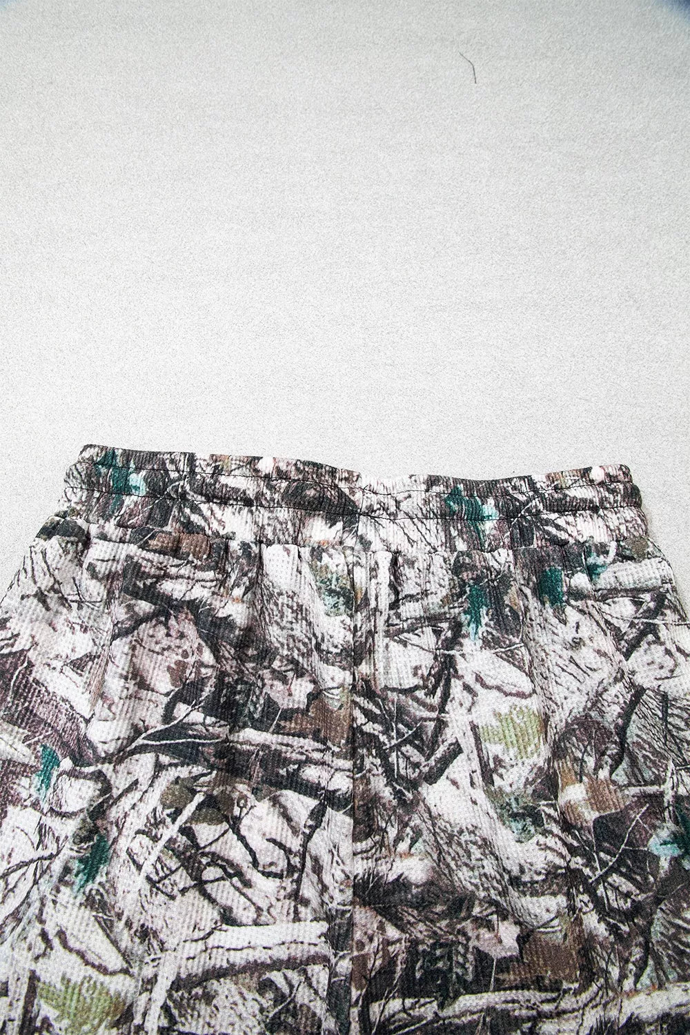 Camo Long Sleeve Top Elastic Waist Shorts Two Piece Set