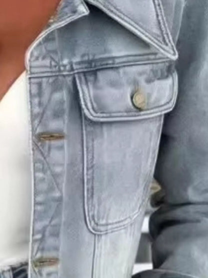 Full Size Chic Cropped Denim Jacket Plus Size