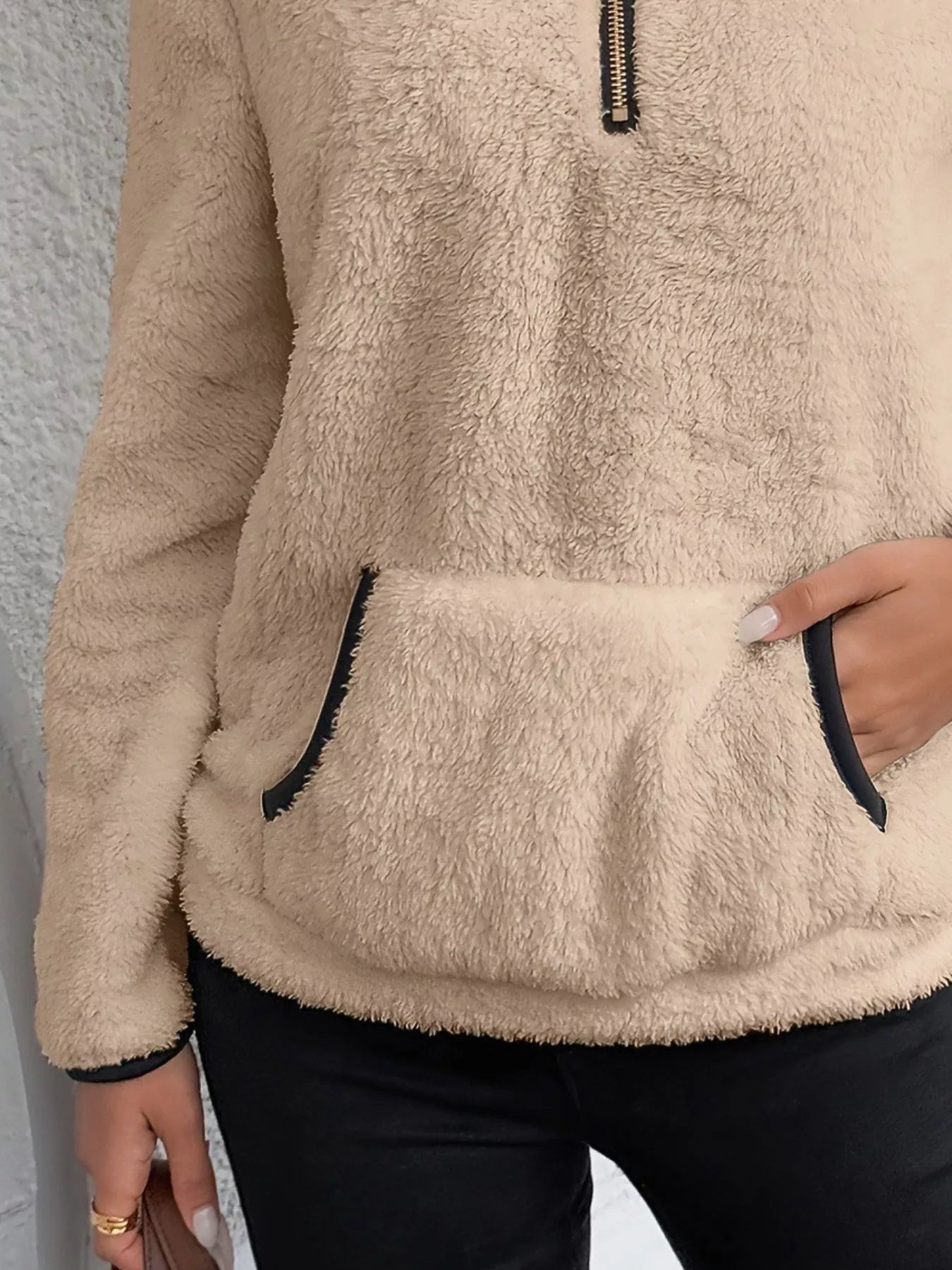 Full Size Cozy Fleece Quarter Zip Long Sleeve Sweatshirt Plus Size