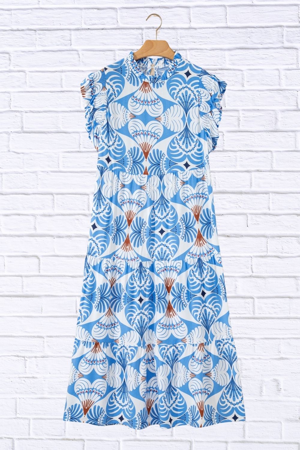 Tropical Botanic Print Flutter Sleeve Vacation Dress for Women
