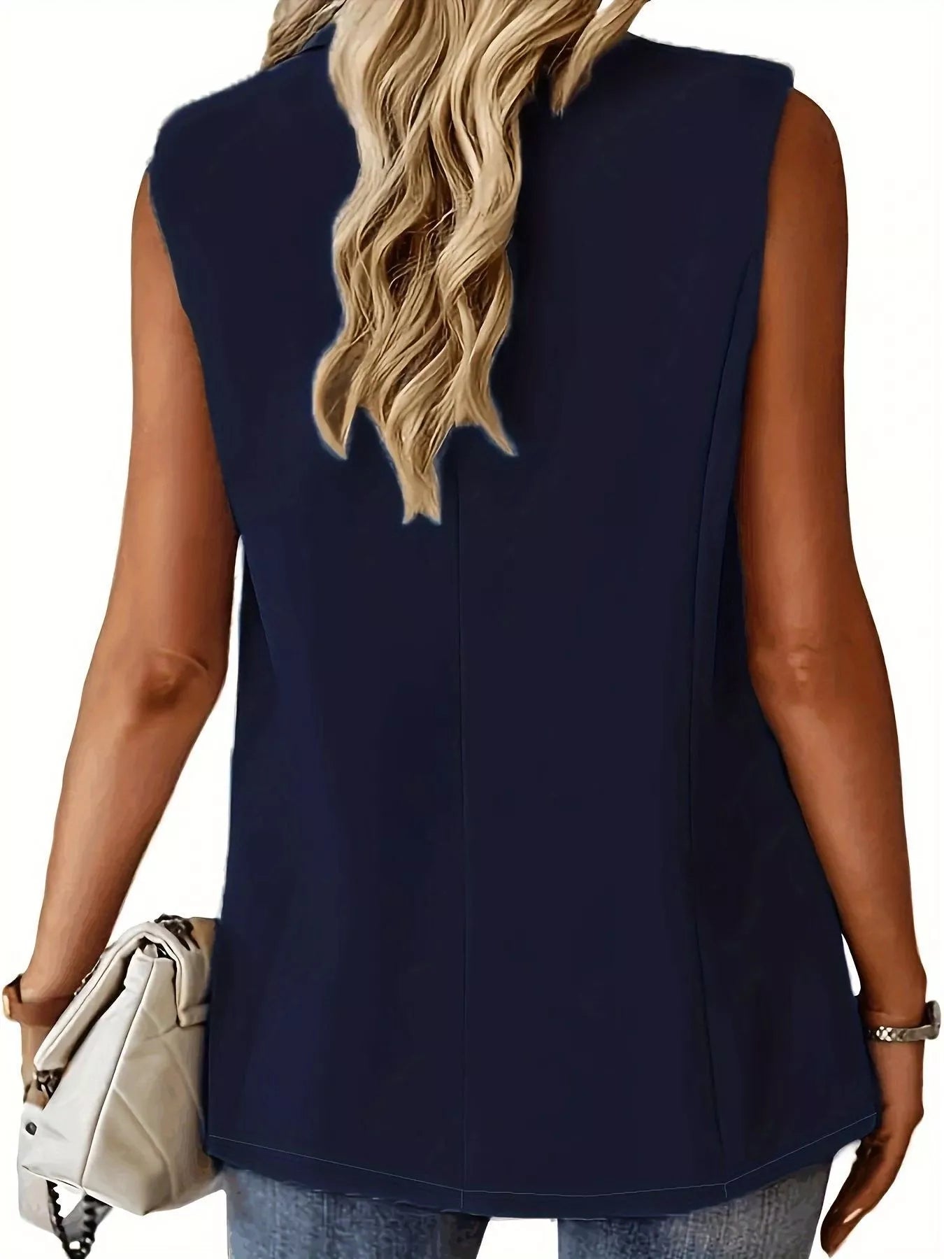 Full Size One Button Lapel Collar Vest Coat Plus Size