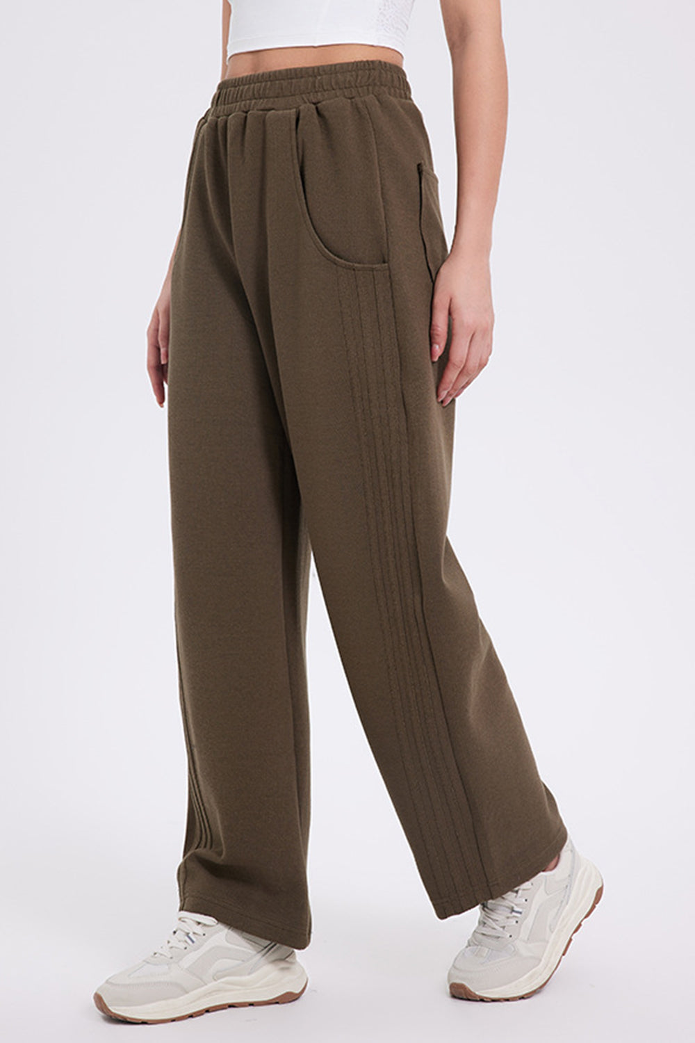 Blue Zone Planet | Basic Bae Elastic Waist Straight Leg Pants With Pockets