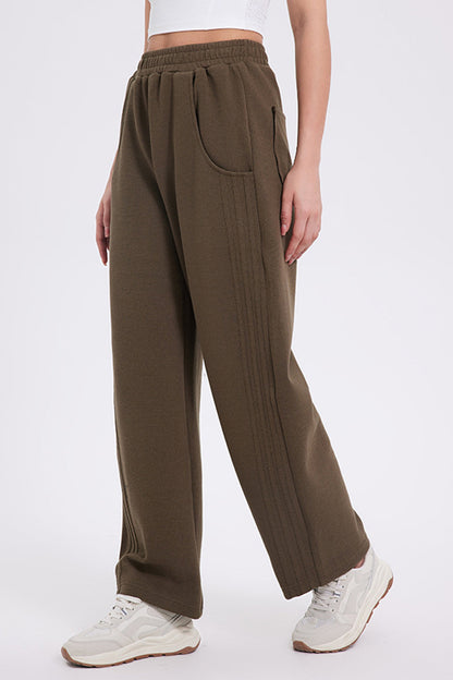 Blue Zone Planet | Basic Bae Elastic Waist Straight Leg Pants With Pockets