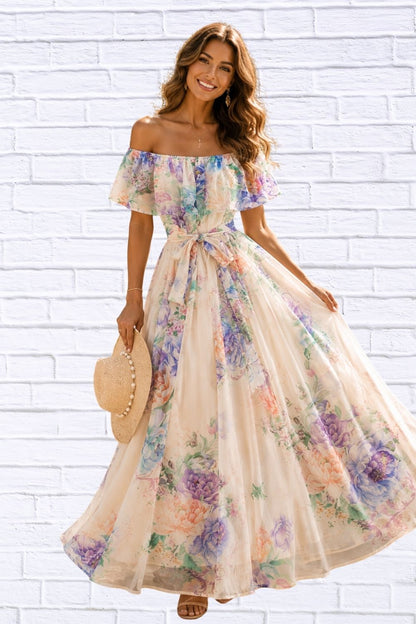 Floral Off-Shoulder A-Line Dress for Women