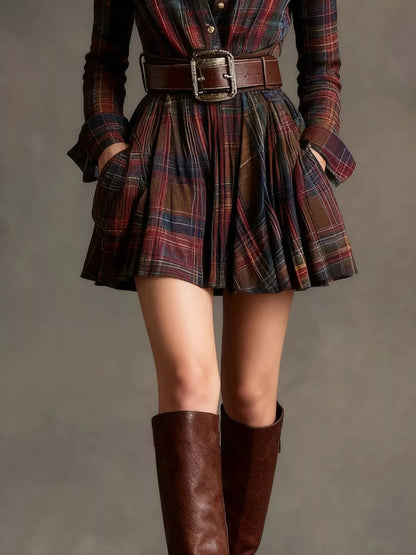 Full Size Plaid Long Sleeve Shirt Dress Plus Size