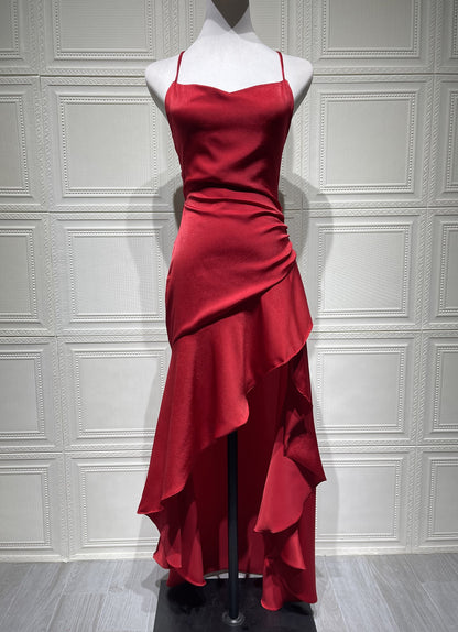 Robe longue en satin
