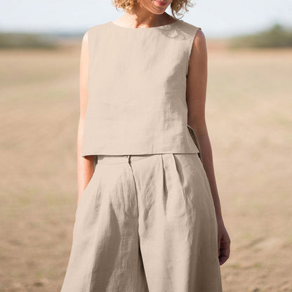 Casual Vest Top + Wide-leg Pants Sets