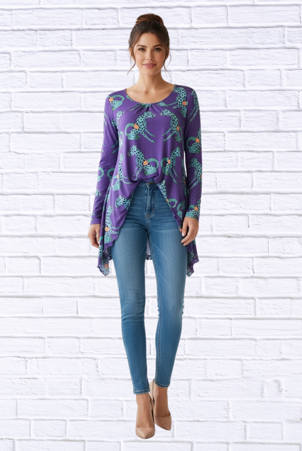 Sibella Pleated Front Long Sleeve Blouse