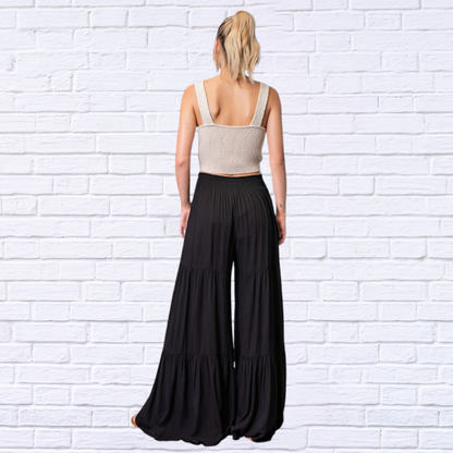 Women's Black Super Swingy Wide Leg  Woven Pants