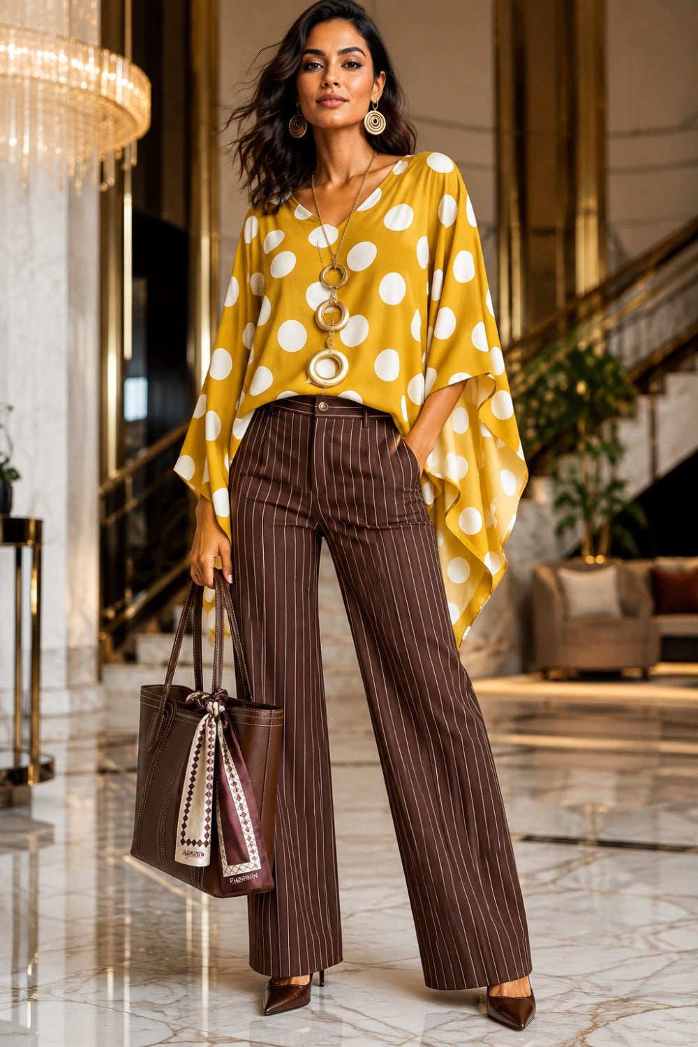 High-Waisted Striped Wide-Leg Pants for Women