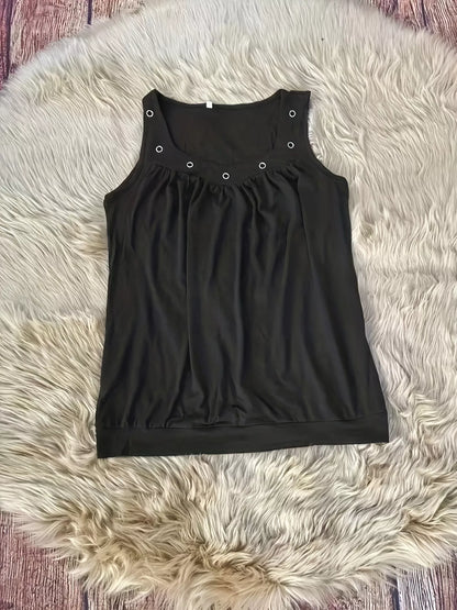 Eyelet Detail Ruched Tank
