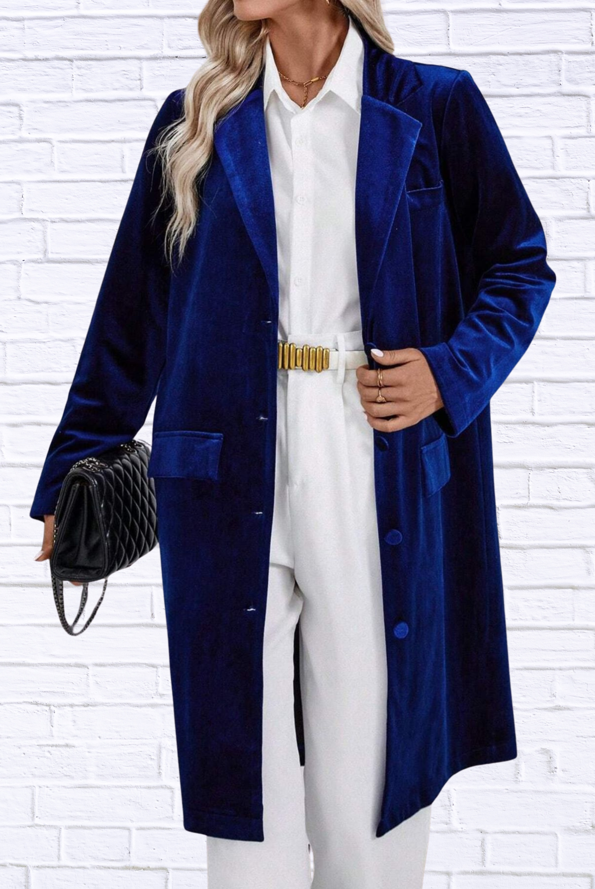 Lapel Collar Long Sleeve Longline Coat