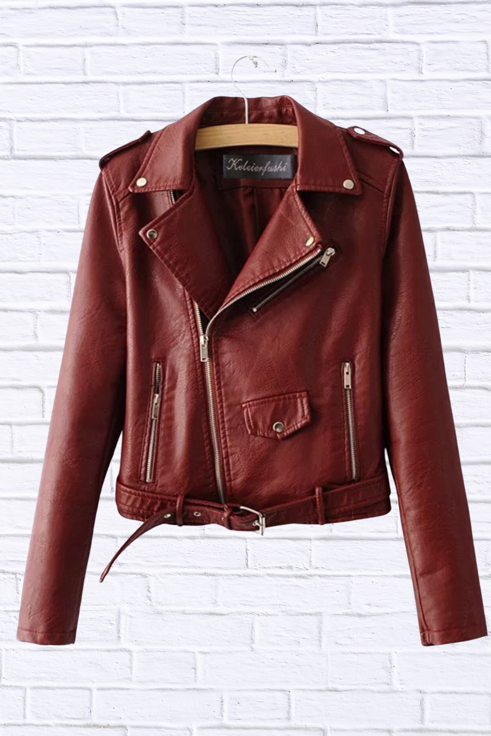 Full Size Zip Up Leather Motorcycle Biker Jacket Plus Size