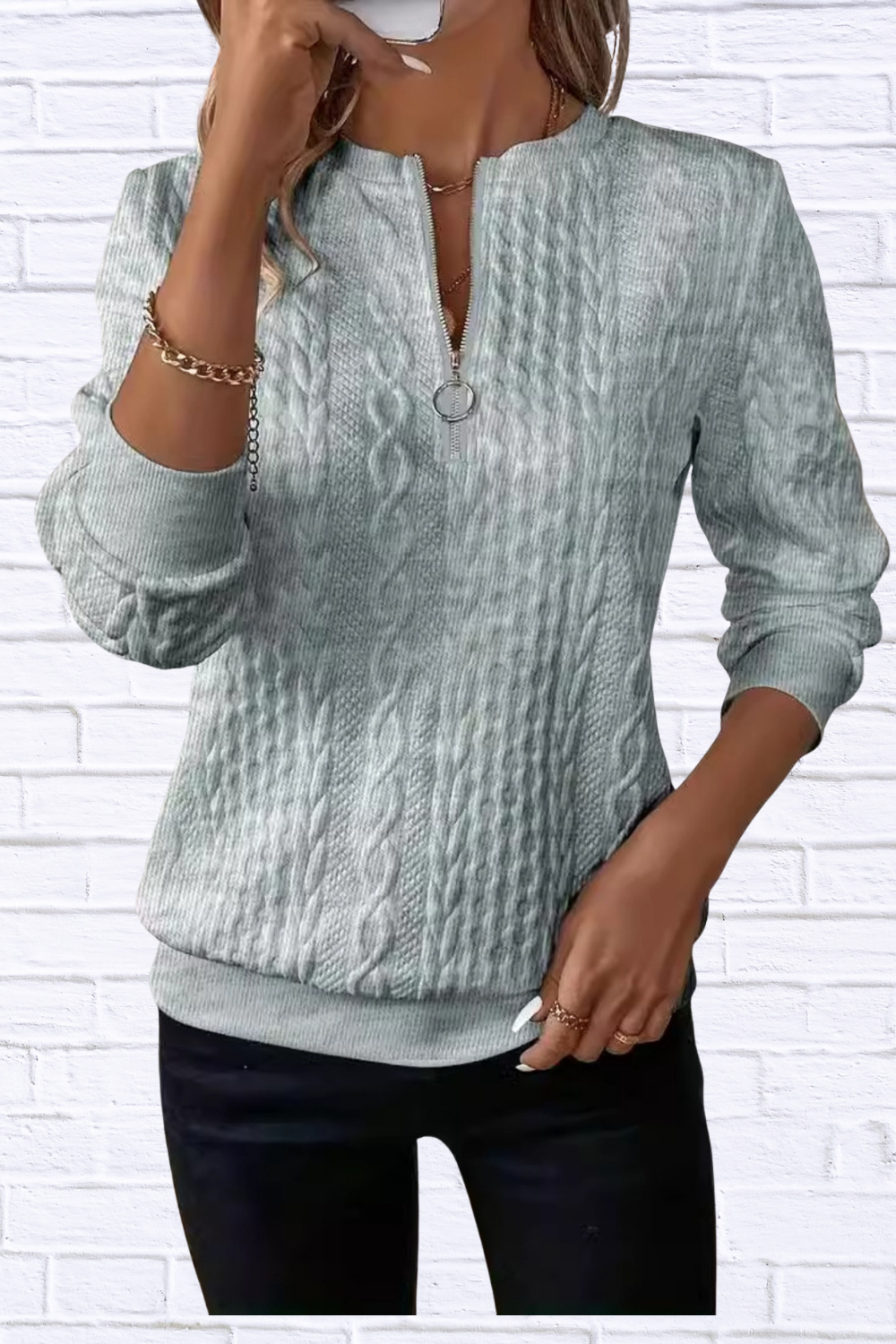 Quarter-Zip Long Sleeve Sweatshirt