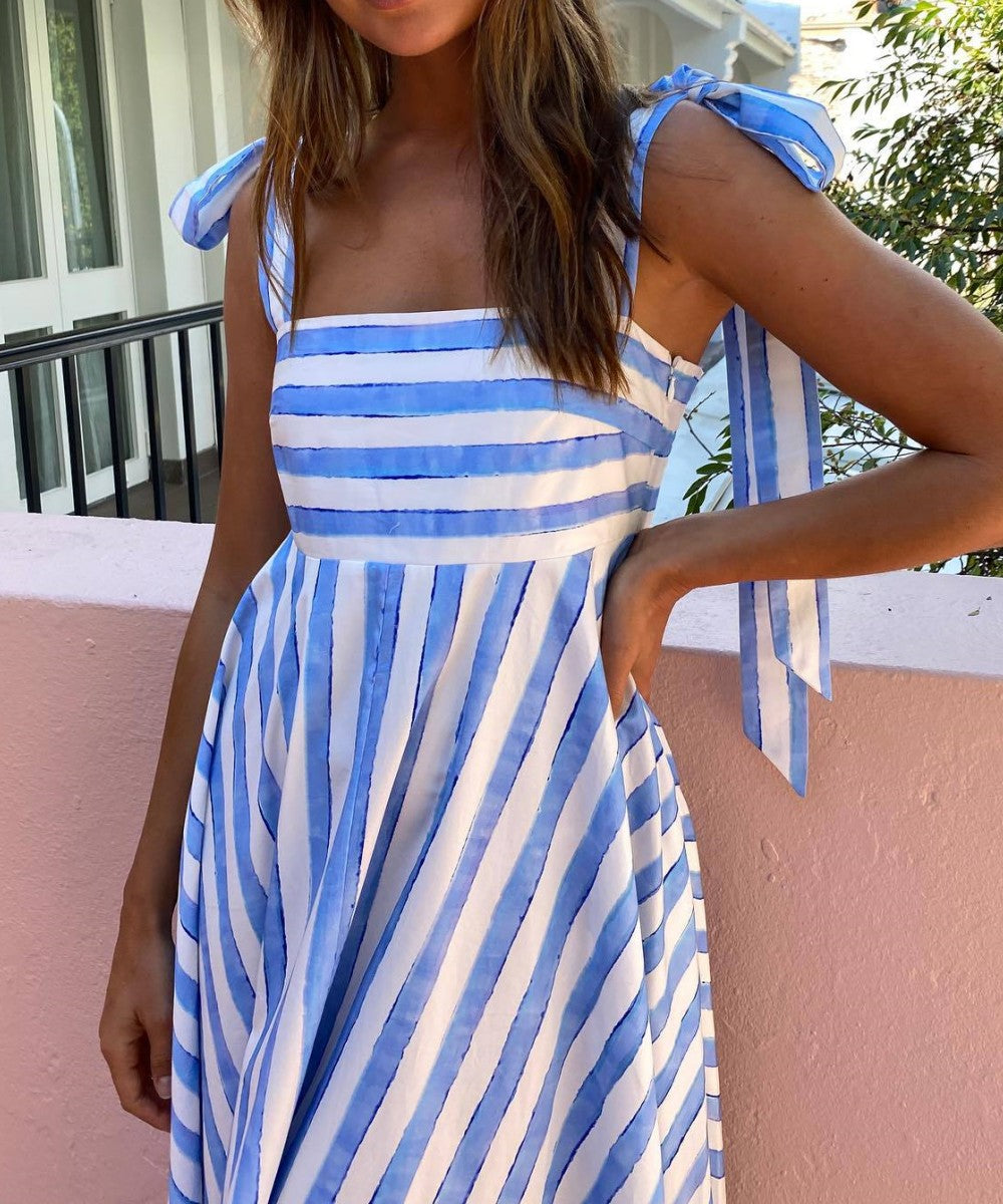 Chic Retro Striped Maxi Dress