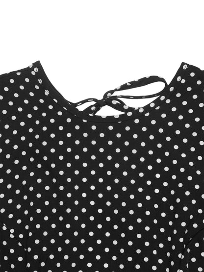 Polka Dot Flare Sleeve Maxi Dress