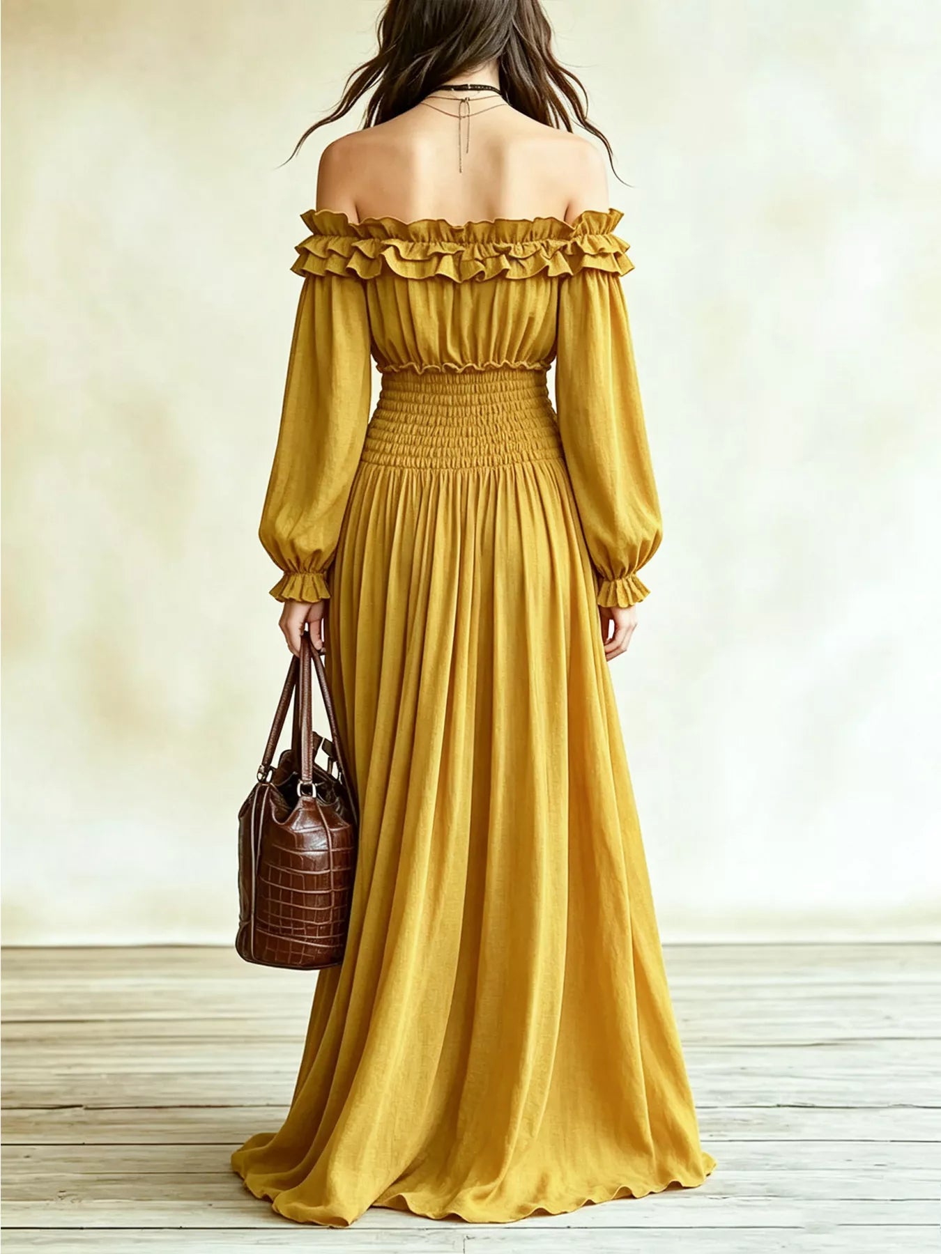 Full Size Off-Shoulder Ruffled Maxi Dress with Smocked Waist Plus Size