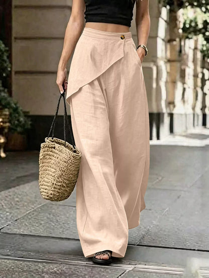 Asymmetrical Wrap Wide-Leg Pants