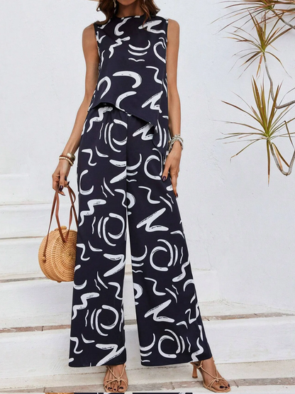 Women's Printed Loose Two-piece Set