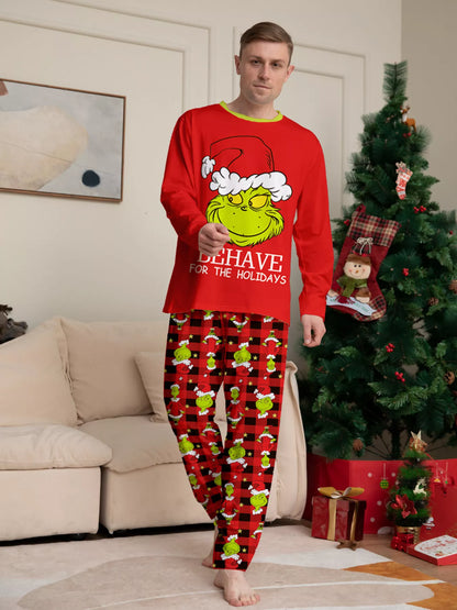Full Size Grinch Themed Matching Family Christmas Pajama Set Plus Size