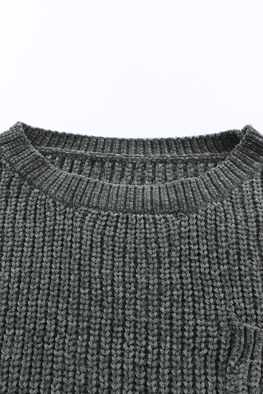 Blue Zone Planet | Distressed Round Neck Drop Shoulder Sweater