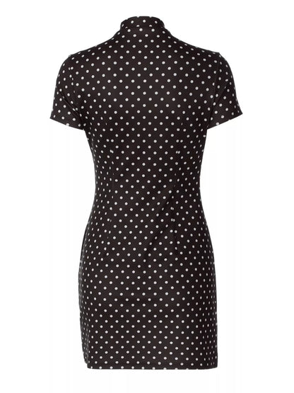 Polka Dot Cut-Out Front Mini Dress