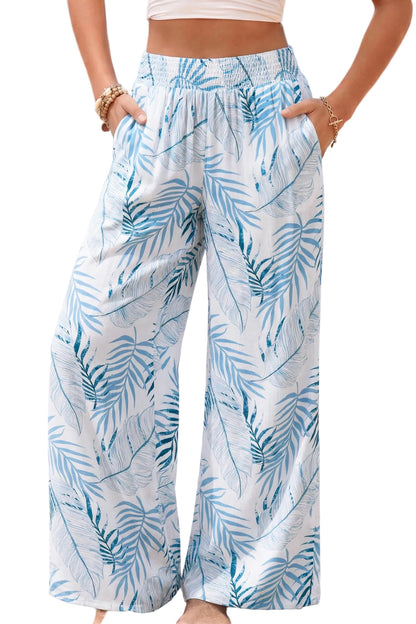 Tropical Wide Leg Pants | Shirred Waist Women’s Style